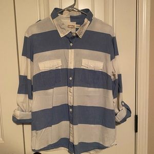 Blue & White striped boyfriend button up